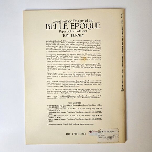 RARE UNCUT 1982 First Ed. Belle Époque Fashion Paper Dolls Tom Tierney - Picture 2 of 8